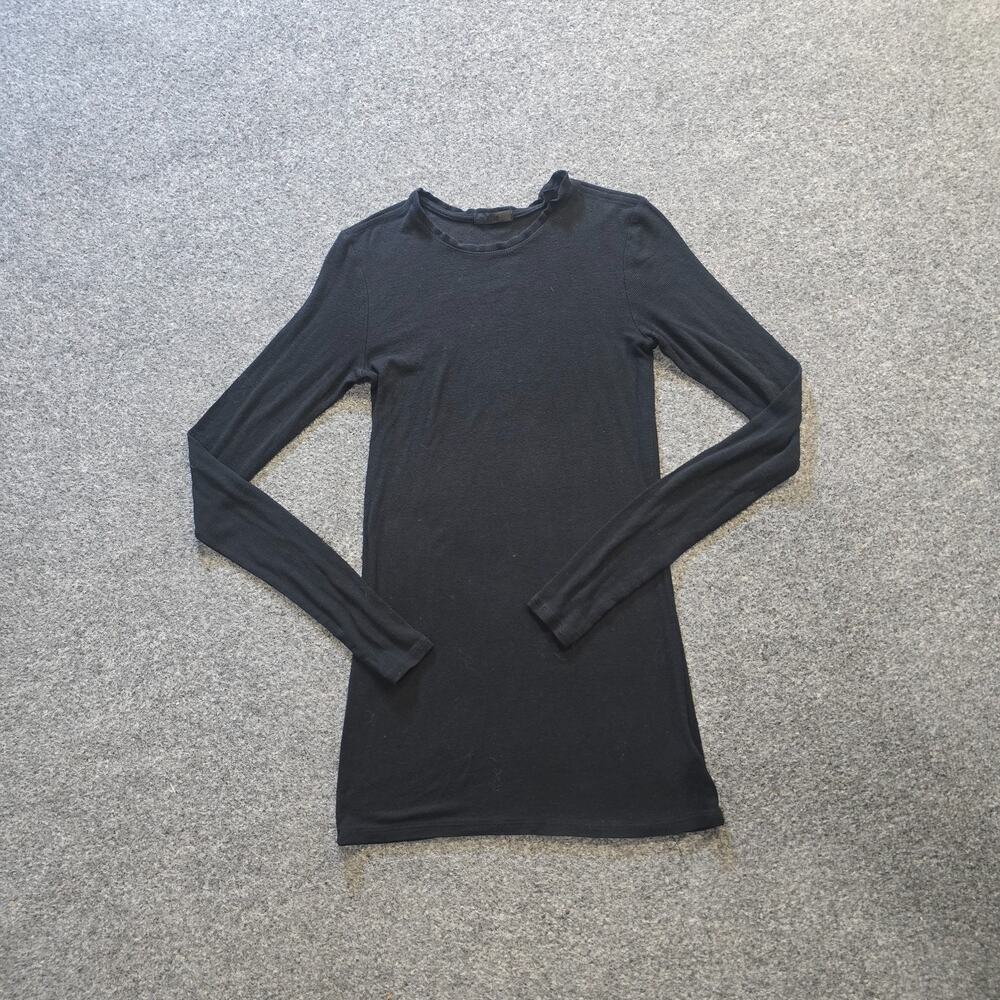 ATM Top Womens Size XS Black Ribbed Long Sleeve Crew Neck Minimal Basic Casual